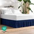 thumbnail image 6 of Bare Home Adjustable Wrap Around Bed Skirt - 15 Inch Drop - Easy Fit - Ruffle Pleats - Twin, Dark Blue, 6 of 10