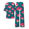 thumbnail image 6 of BWASD Women Pajama Sets 2 Piecee Plus Size Breathable Floral Print Shorts Sleeve Top and Pant Summer Soft Sleepwear Fashion Leisure Loungewear Pjs Outfits (Navy XL), 6 of 6
