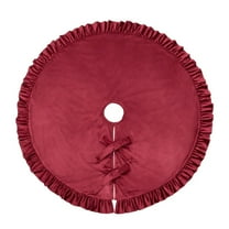 Cheapark 52in Red Ruffle Velvet Christmas Tree Skirt - Soft Luxe Fabric Decor for Xmas Tree Base Home Indoor Holiday Festive Ambiance