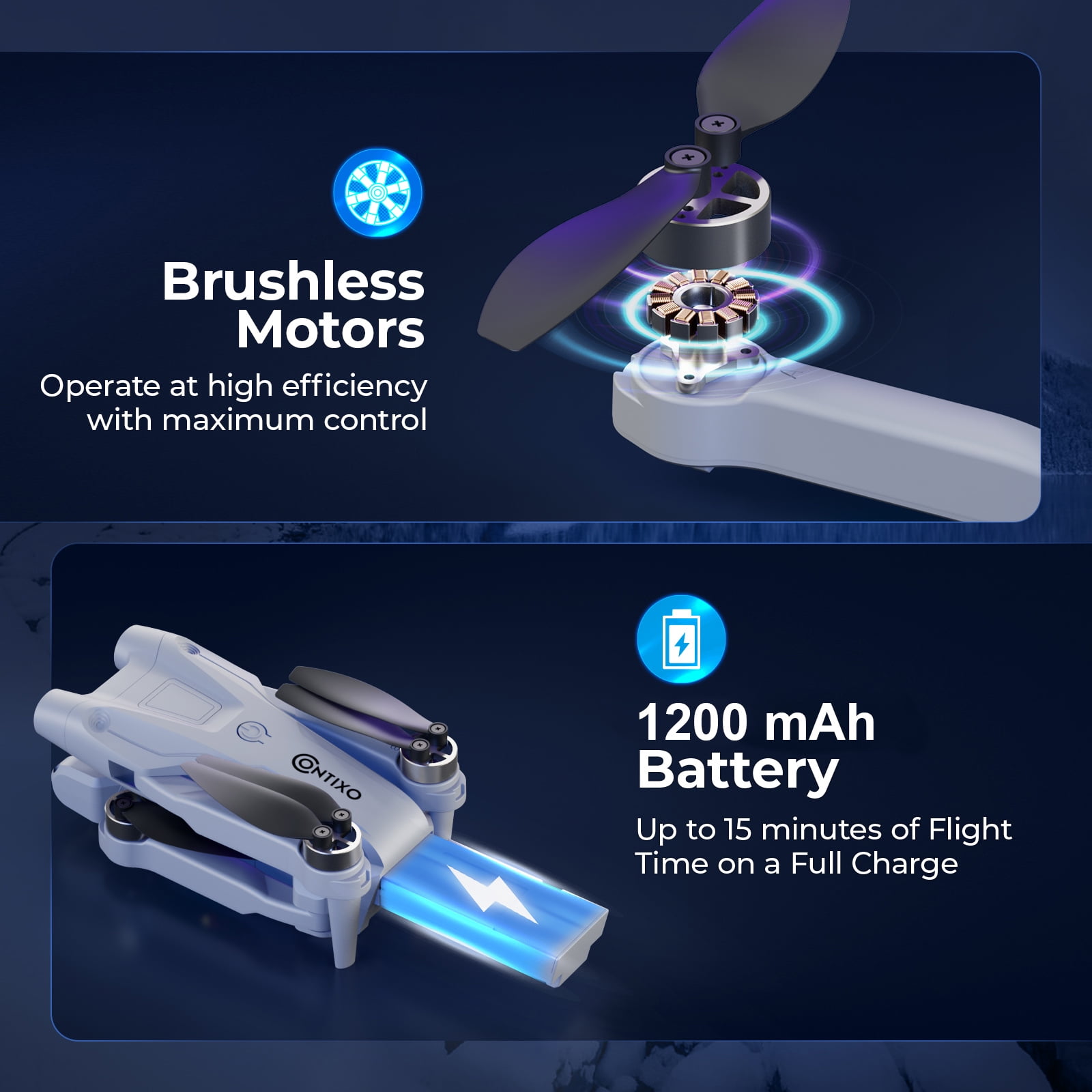Contixo F21 Foldable Drones for Adults with Camera, 1080P Dual Camera Drone with 3-Way Obstacle Avoidance, Gray