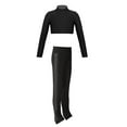 thumbnail image 2 of TiaoBug Kids Gilrls Gymnastics Dance Outfits Long Sleeve Crop Top And Leggings Pants for Ice Skating Performance B Black 10, 2 of 5