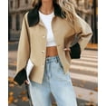 thumbnail image 5 of Women Cropped Trench Coat Single Breasted Jacket Fall Windbreaker Fashion Outerwear Khaki S, 5 of 9