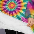 thumbnail image 3 of Oversized Wearable Blanket Hoodie,Rainbow Tie Dye Radial Pattern Sherpa Blanket Hoodie with Super Pockets,Super Warm Fuzzy Pullover for Women & Men, 3 of 6