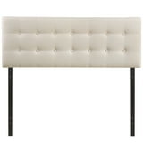 Modway Emily Tufted Button Faux Leather Upholstered Queen Headboard in White