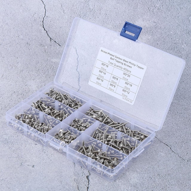 Tapping Screw Set, Easy To Storage Self Tapping Screw Set, Silver Colour For Industrial Hardware Industrial Accessories