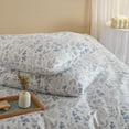 thumbnail image 5 of Fresh Blue Floral Duvet Cover Queen Soft  Cotton Garden Floral Aesthetic Bedding Set with 2 Pillowcases, 5 of 8