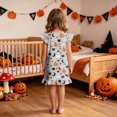 thumbnail image 5 of TOWED22 Halloween Nightdress Toddler Girls Sleepwear Cute Cartoon Ghost Print Dresses Short Sleeve Pajamas Dress, 5 of 7
