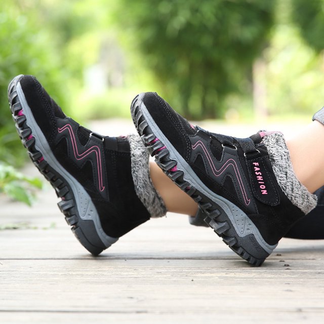 Zapatos de senderismo informales de invierno, botines de felpa para hombres y mujeres, Zapatos deportivas (rosa negra 46) Wdftyju Tenis De Mujer Tenis De Hombre