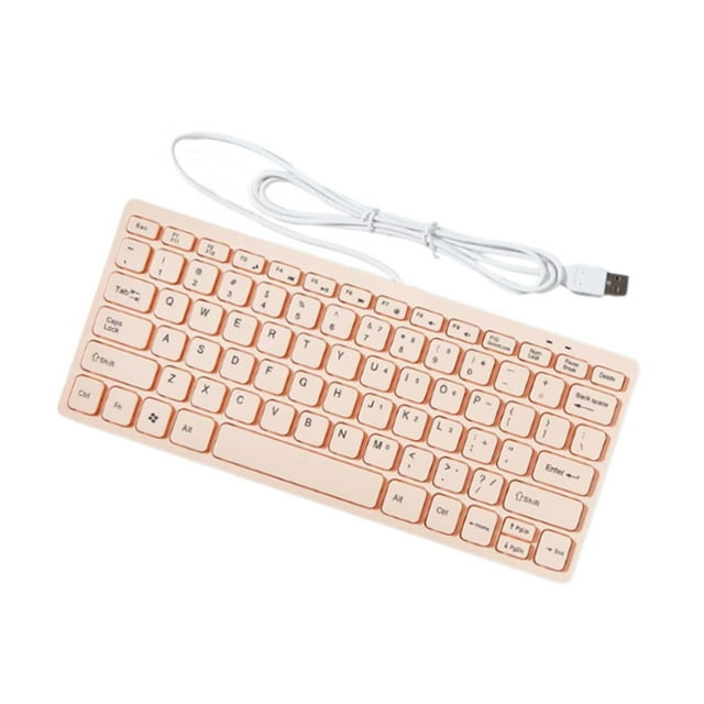 Wisewang USB Wired Keyboard Small Comfortable Typing Home Office for Desktop Computer Blue Pink 285x122x21mm