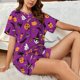 thumbnail image 4 of Fotbe Halloween2 Conjunto de Pijama Estampado para Mujer, 2 Piezas, Ropa de Dormir con Camiseta de Manga Corta y Shorts Suaves-Small, 4 of 6
