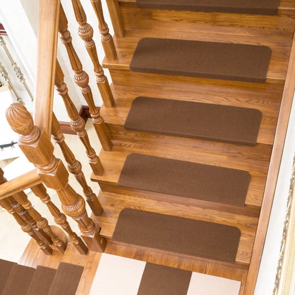 Djunllk Stair Treads - Non Slip Carpet Stair Treads for Wooden Steps, Self-Adhesive PVC Stair Runner for Kids Pets Elderly, 21 x 8 inch