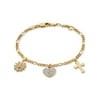 Brilliance Fine Jewelry 14K Gold Plated Sterling Silver Crystal Charms Children’s Figaro Bracelet