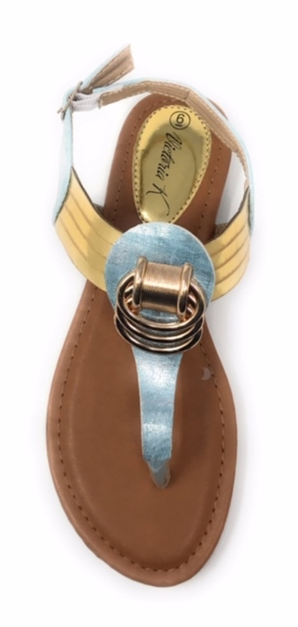 Victoria K Women's Gold Rings Metallic Sandals