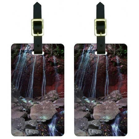 Waterfall El Yunque Rainforest Puerto Rico Luggage Tags Suitcase ID, Set of