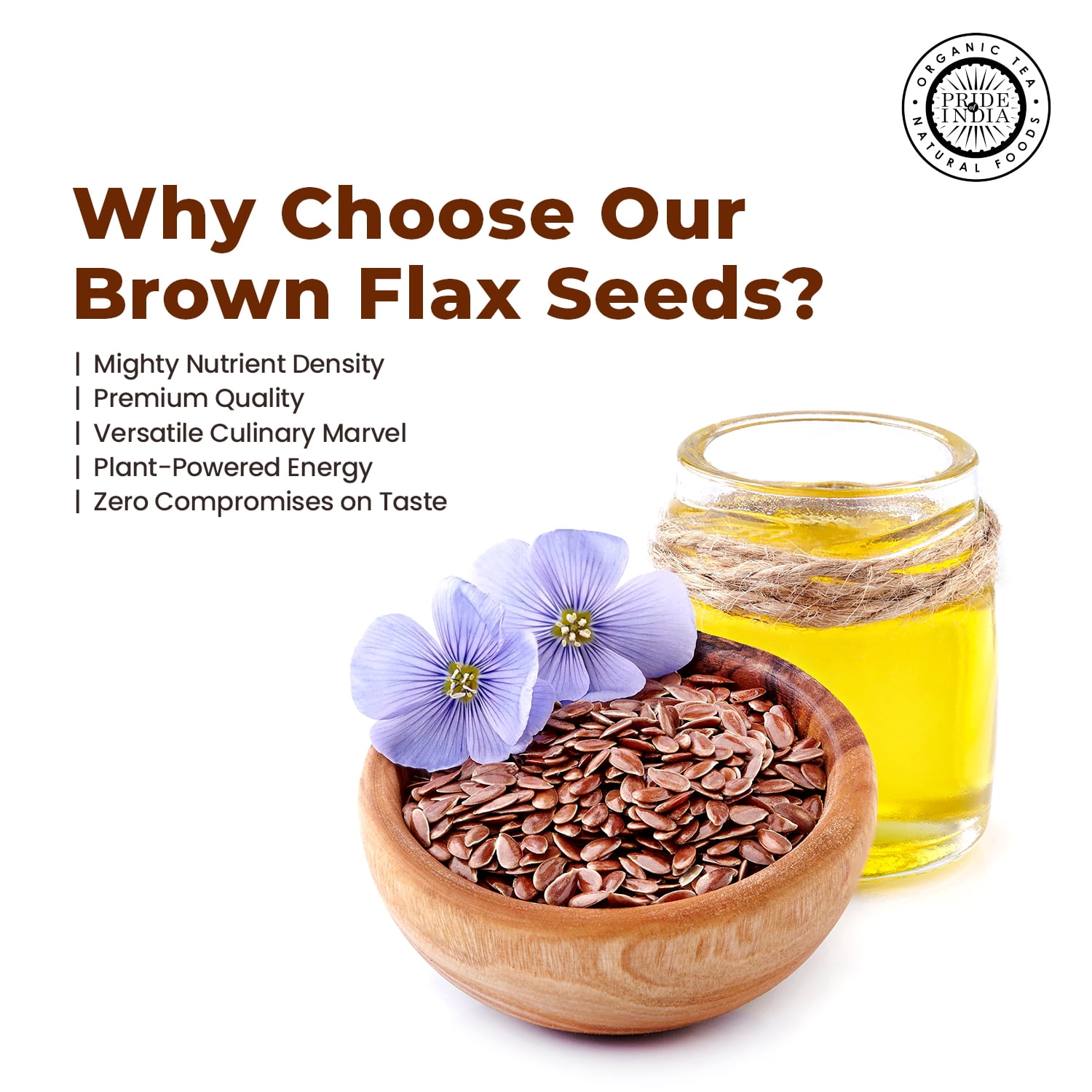Pride of India Whole Brown Flax Seeds, 1.25 lbs