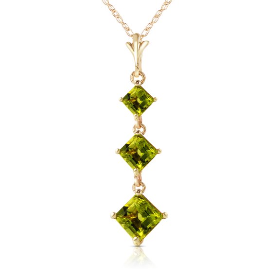 Galaxy Gold GG 14K Yellow Gold Peridot Pendant Necklace - August Birthstone - Warmth & Prosperity - 16" to 24" - Fine Jewelry for Women