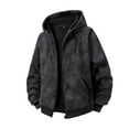 thumbnail image 2 of Momasggi Zip Up Hoodie for Men Trendy Tie Dye Hooded Jackets Oversized Drawstring Long Sleeve Hoodies Winter Warm Sweatshirts Outwear with Pockets Black XL, 2 of 8