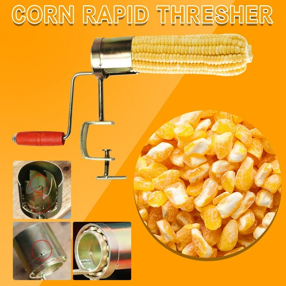 Hand Operated Corn Thresher Tool | Manual Corn Stripper & Peeler for Removing Kernels | Stainless Steel Flattened Handle with Teeth | Kitchen & Outdoor Use for BBQ Picnic Camping