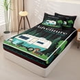 thumbnail image 2 of Erosebridal Retro Camper Print Zipper Full Size Comforter Sets with Fitted Sheet and 2 Pillowcases,Dog Adventure Rv Zipper Bedding Set For Boys,Black Reversible,4-Piece, 2 of 7