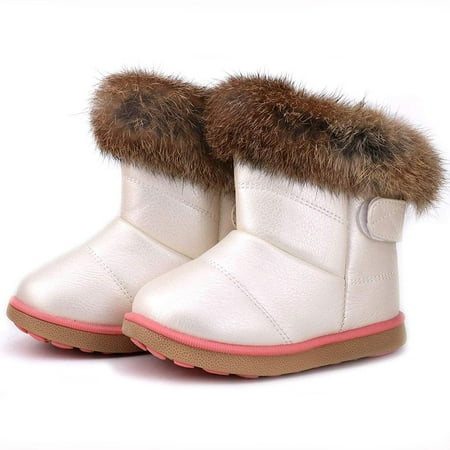 

Girls Warm Leather Hook-and-loop Fastener Snow Boots Outdoor Shoes Autumn Winter