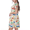 thumbnail image 2 of Easygdp Cartoon Transportation para Vestido Transpirable de Mujer, Vestido Suelto de Manga Corta con Pliegues y Bolsillos para el Verano, 2 of 6
