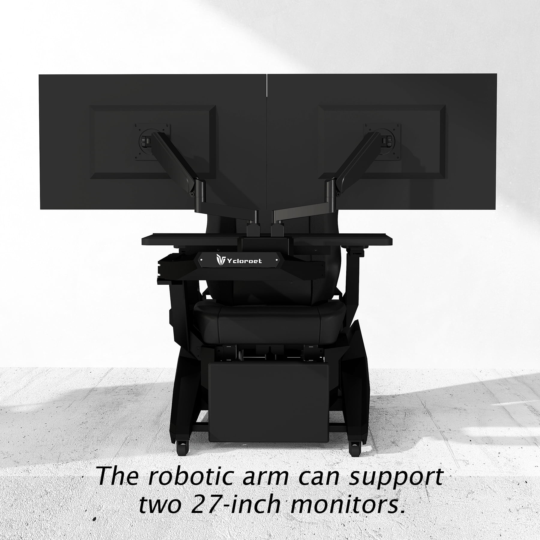 Ycloroet Zero-Gravity Gaming & Office Chair with Dual Monitor Arm, Mobile Reclining Workstation for Home Office and Ergonomic Gaming Setup