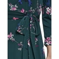 thumbnail image 5 of Falling Flowers Women's 3/4 Sleeve Belted Midi Dress, Sizes XS-XL, 5 of 6