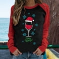 thumbnail image 2 of Merry Christmas Color Block T Shirts Women Wine Cup Graphic Long Sleeve Raglan Round Neck Holiday Baseball Tees Tops, 2 of 6
