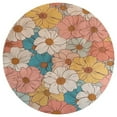 thumbnail image 3 of Floral Colorful Flower Soft Bedroom Round Area Rug, Washable Cute Nursery Circle Throw Mat, Non-Slip Contemporary Small Low Pile Floor Carpet for Dorm Bedside, 3 of 6