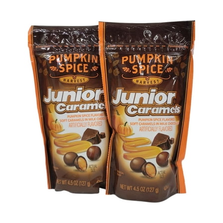 Pumpkin Spice Harvest Junior Caramels Pumpkin Spice Flavored Soft Caramels in Milk Chocolate 4.5 oz 2 Pack