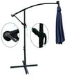 thumbnail image 6 of Royard Oaktree 10FT Patio Offset Umbrella w/Solar LED Lights Outdoor Cantilever Hanging Umbrella w/Crank & Cross Base UV Protection Sun Shade for Market Garden Lawn Deck Backyard Pool,Navy Blue, 6 of 7
