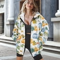 thumbnail image 3 of COEQINE Women's Full Zip Up Hoodie Fashion Sweatshirts Yellow Blue Pumpkin Print Oversized Casual Wear Y2K Workout Jacket Coat Fall Winter Outfits Tops with Pockets, XL, 3 of 7