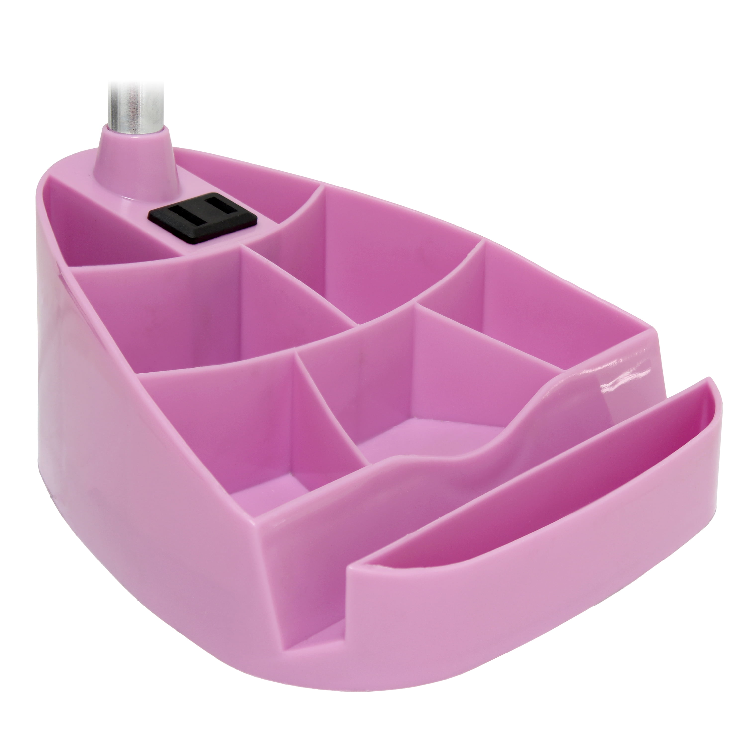 Creekwood Home 18.5" Flexible Coordinating Desk Lamp with Charging Outlet & Storage, Pink