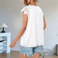 thumbnail image 3 of Womens Lace Tops Pleated Short Sleeve Shirts Summer Casual Dressy Blouses White S, 3 of 5