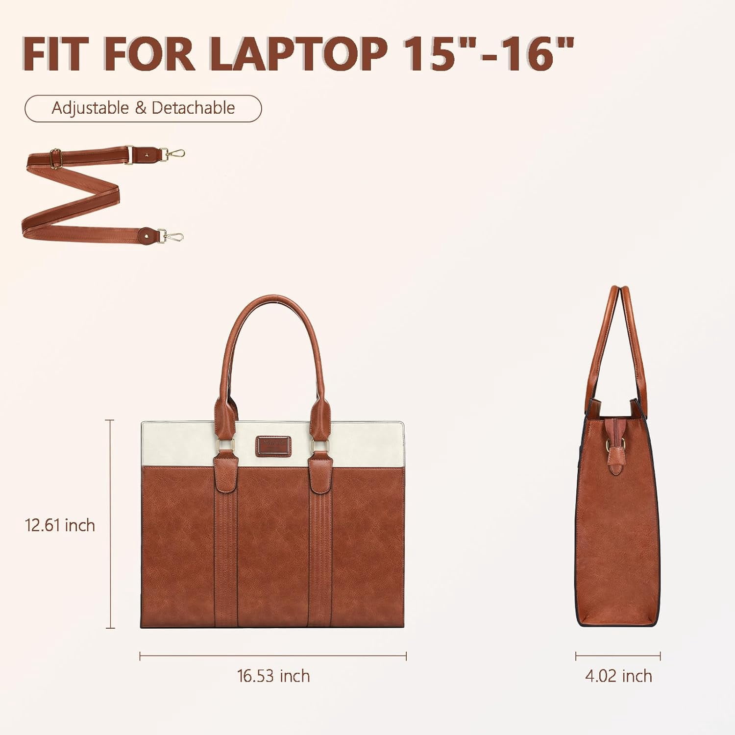 MOSISO PU Leather Laptop Bag for Women Tote Bag for 15.6 Laptop Messenger Briefcase for Travel Office