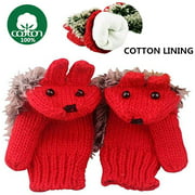 Women's Cartoon Hedgehog Winter Cotton Gloves Girls' Thick Mittens