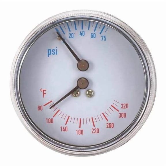 Manufacturer Varies Boiler Gauge,Round,0-75 PSI,60 to 260 F 4CFC4
