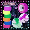 thumbnail image 2 of Whaline 6 Colors Neon Gaffer Cloth Tape, Fluorescent UV Blacklight Glow in The Dark Tape for UV Party (0.6 inch x 16.5 feet), 2 of 10
