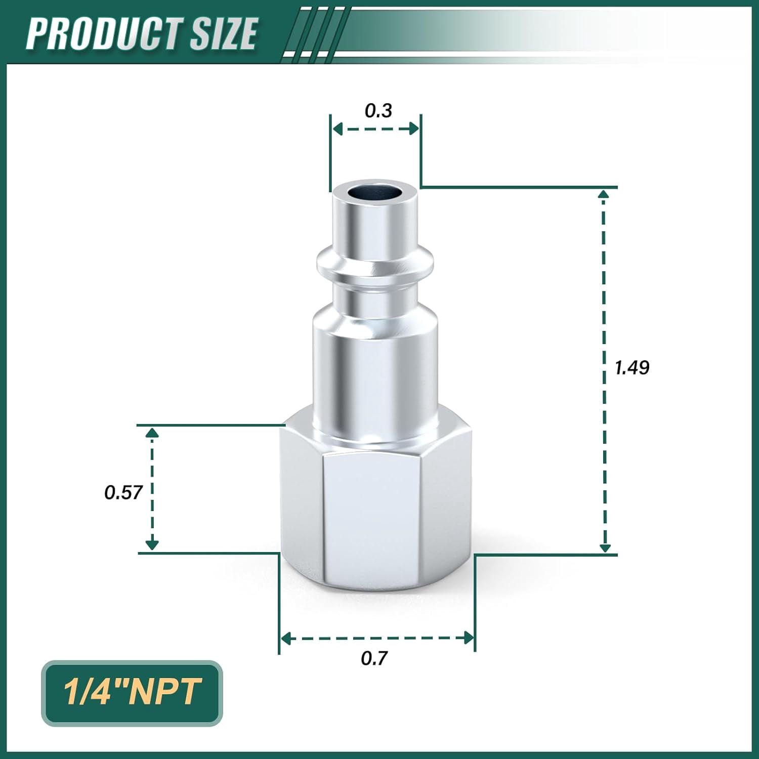 MKEUDQ-10PCS Industrial Air Plug 1/4" NPT Female Plug, Pneumatic Plugs 300PSI, Industrial Type Quick Connect Plugs, Air Compressor Hose Fitting