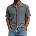 thumbnail image 2 of YODETEY Men’s Button Down Front Shirt with Short Sleeve, Everyday Casual Front Shirt for Mens,Big and Tall Dark Gray,Size S-3XL, 2 of 7