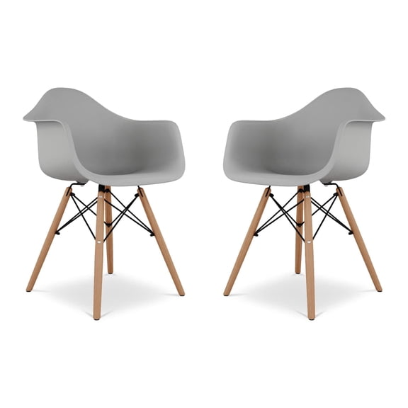 Aron Living Pyramid 17.5" Plastic and Beech Wood Armchairs in Red (Set of 2)