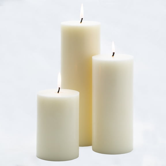 Richland Pillar Candles Light Ivory 4" Set of 3