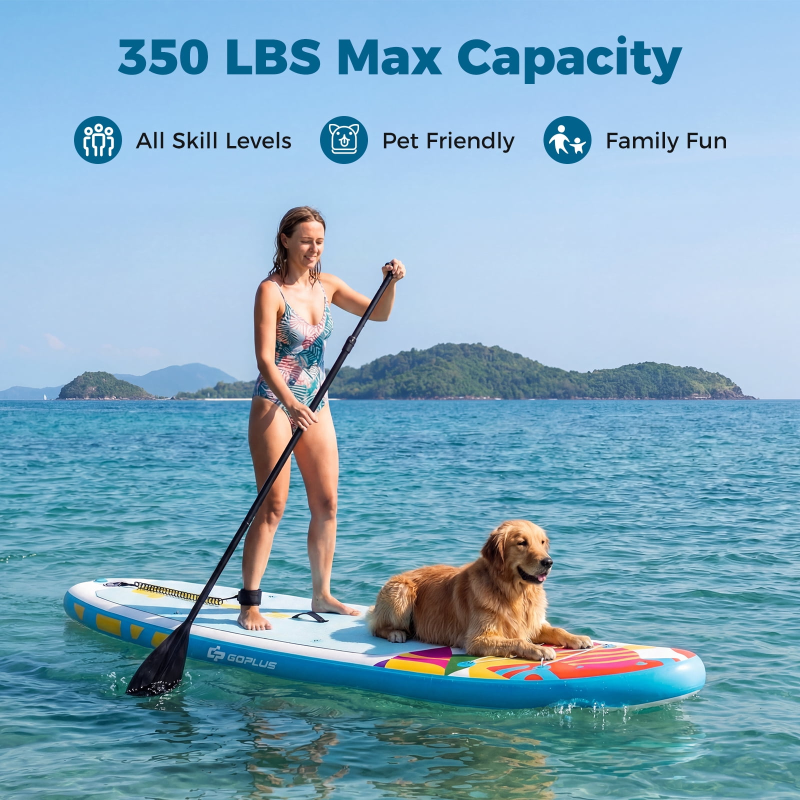 Costway 11’ Wide Inflatable Stand Up Paddle Board , Stable SUP for Adults and Youth Blue+White