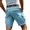 thumbnail image 5 of Cargo Shorts for Men 7 Inch Inseam Summer Workout Hiking Shorts Elastic Baggy Golf Fishing Casual Outdoor Work Short Light Blue M, 5 of 6