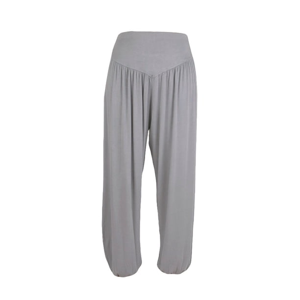 pantalones de baile deportivos de yoga suaves de algodón casual sueltos elásticos para mujer gris / xl