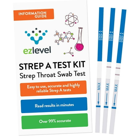 EZ Level Strep A Test Strips Kit for Strep Throat Testing (25