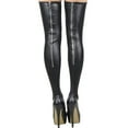 thumbnail image 5 of Women Faux Leather Thigh High Stockings Back Zipper Wet Look Party Club Dance Over Knee Long Socks Lingerie, 5 of 7