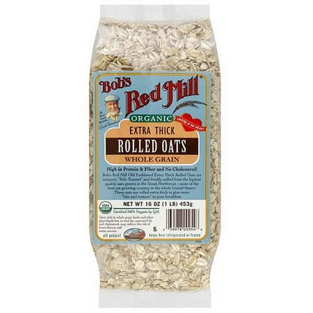 Bob's Red Mill Organic Extra Thick Whole Grain Rolled Oats, 16 oz (Pack of 4)
