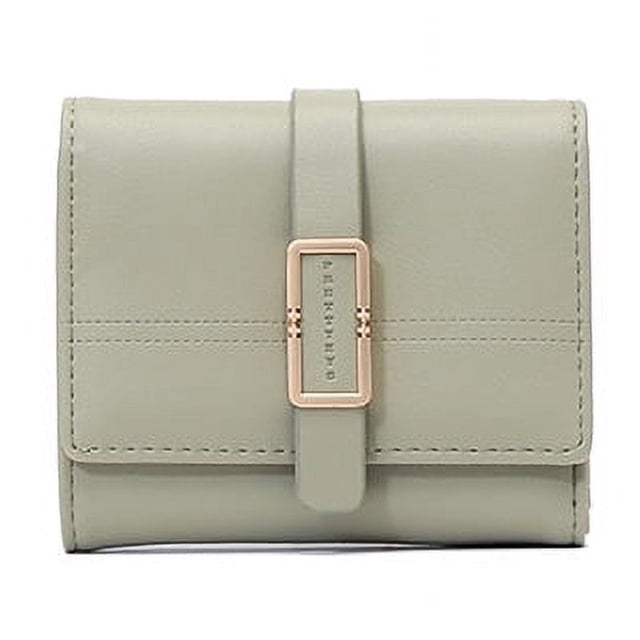 Cartera corta de verano para mujer, billetera pequeña coreana de color sólido con hebilla fresca y plegable para mujer