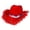Red, variant on Cowboy Hat With Shiny Edge For 4th Of July Occasions Unisex Casual Style Western Pork Pie Fedora Featuring Feather Trim Short Brim Halloween Accessory Red One Size